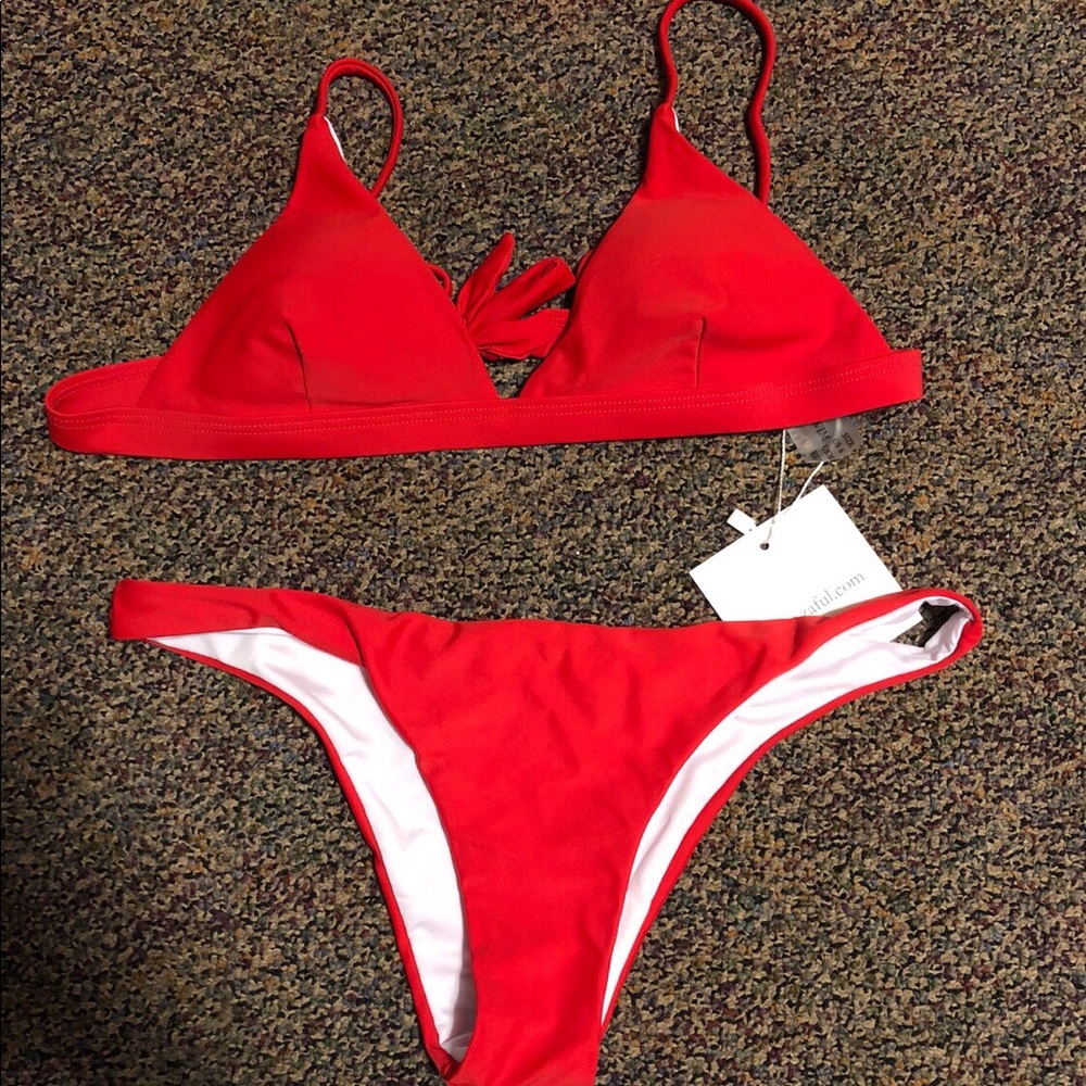 Red Zaful bikini, size 6 (medium).